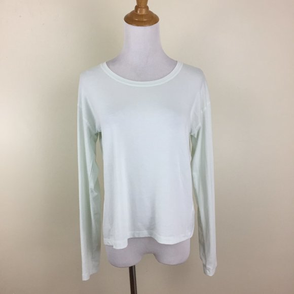 ATHLETA Pale Mint Green Essense Open Back Twist Long Sleeve Active Wear Shirt - Picture 6 of 10